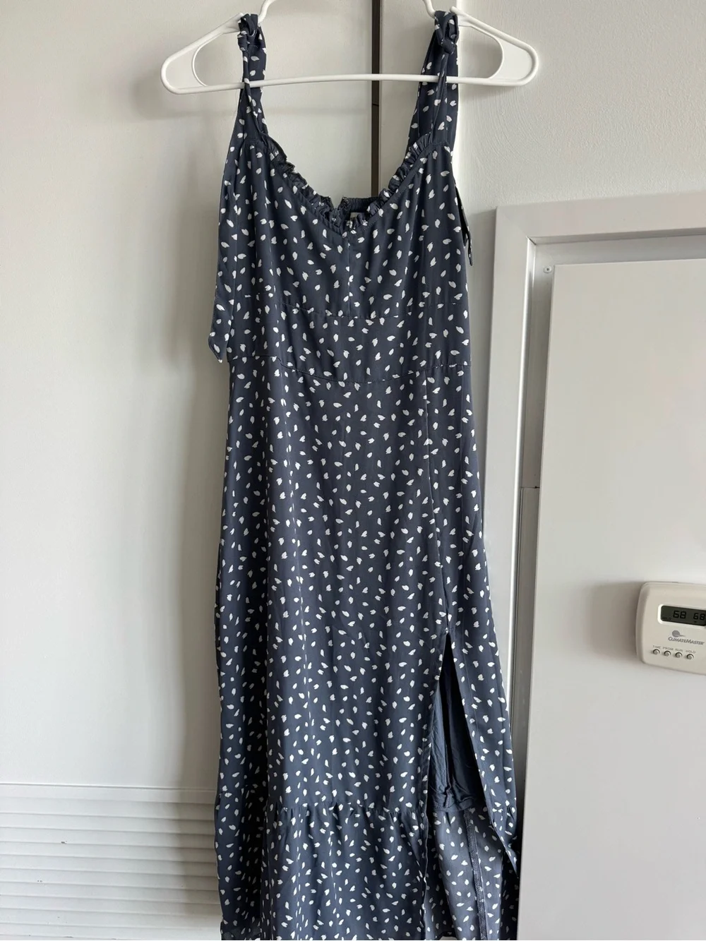 Navy Blue Polka Dot Maxi Dress - Women